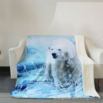 Ultra Soft Warm custom animal digital print flannel sherpa throw blanket for winter